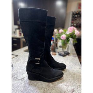 Stuart Weitzman Suede Wedge Black Boots - Size‎ 8.5
